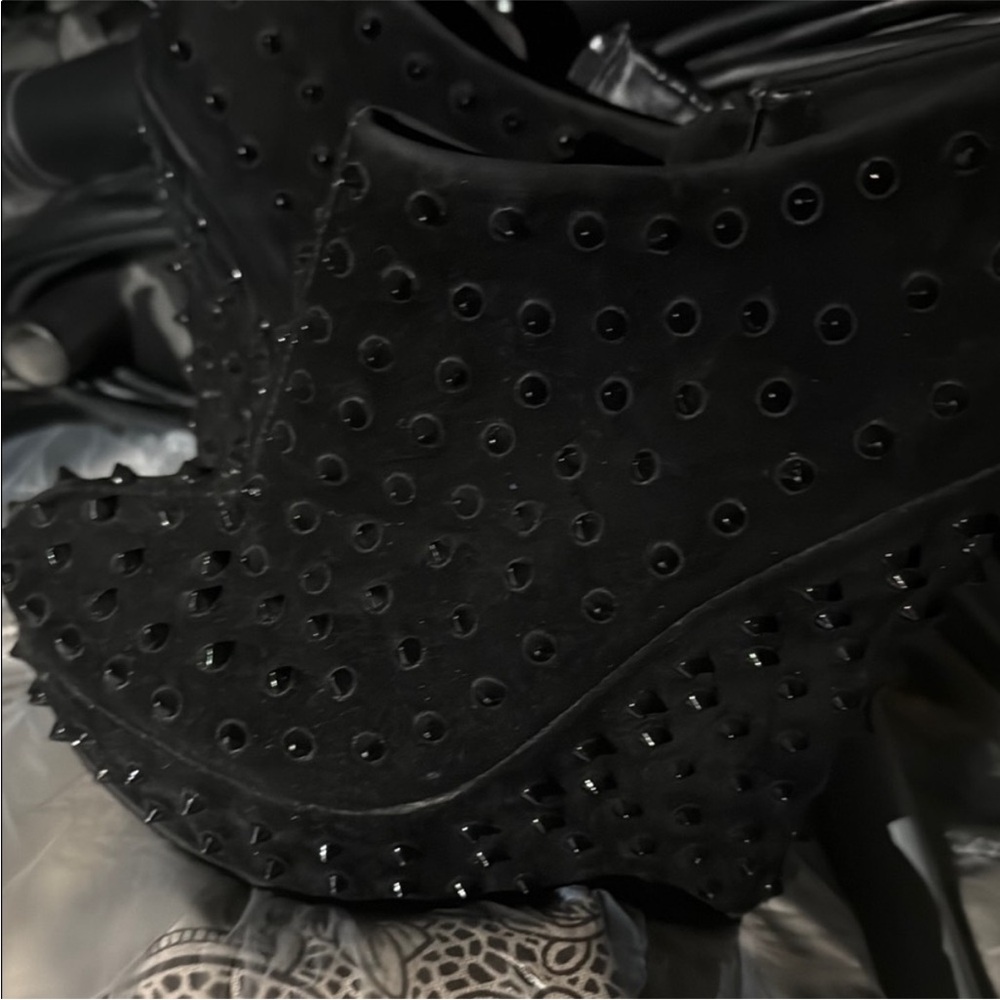 Black Studded Platform Booties - image 1